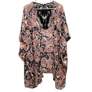 3/$25 🙌🏼 Black Rainn Paisley Pattern Kimono with Lace Back M